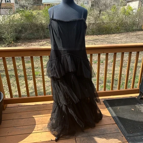 Betsy & Adam | Dresses | Betsy Adam Long Corset Tiered Mesh Illusion Gown |  Poshmark